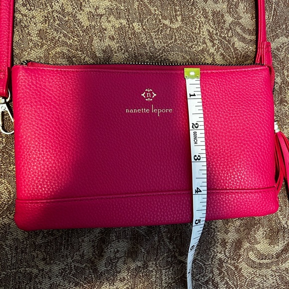 Nanette Laporte; fuchsia with gold hardware crossbody purse - Picture 6 of 8